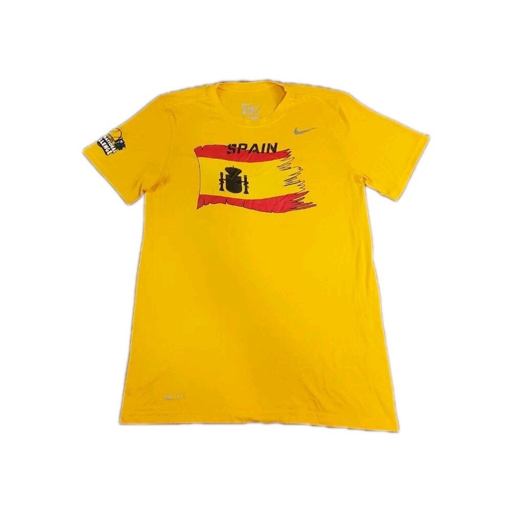 Nike Tee Spain T-Shirt Men’s Size S Yellow Short Sleeve #00 Baseball C22-104